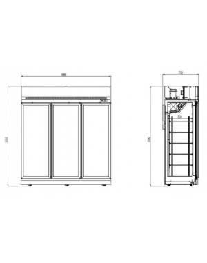 CONGÉLATEUR 3 PORTES EN VERRE NOIR INS-1530F BL