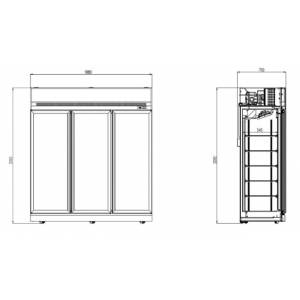 RÉFRIGÉRATEUR 3 PORTES EN VERRE INS-1530R