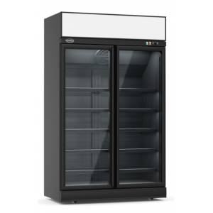 RÉFRIGÉRATEUR 2 PORTES EN VERRE NOIR INS-1000R BL