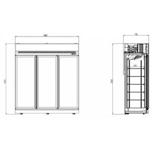 RÉFRIGÉRATEUR 3 PORTES EN VERRE NOIR INS-1530R BL