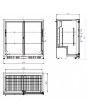 Arrière de bar réfrigéré 2 portes coulissantes