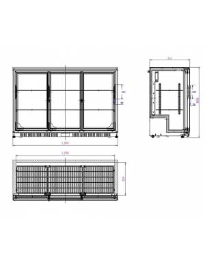 Arrière de bar réfrigéré 3 portes coulissantes