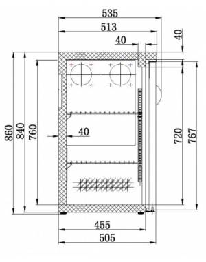 Arrière de bar réfrigéré noir 2 portes
