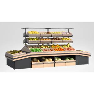 Ilot avec étagères fruits et légumes Ilot avec étagères fruits et légumes