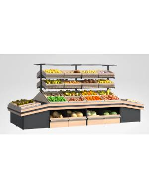 Ilot avec étagères fruits et légumes Ilot avec étagères fruits et légumes