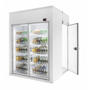 Chambre froide positive 1800x1200x2200 2 portes en verre Chambre froide positive 1800x1200x2200 2 portes en verre