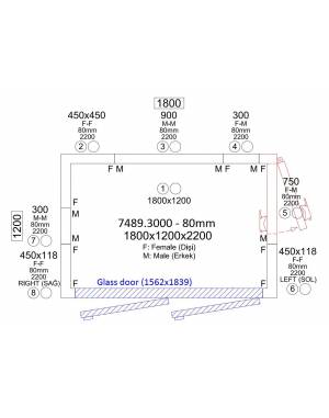 Chambre froide positive 1800x1200x2200 2 portes en verre Chambre froide positive 1800x1200x2200 2 portes en verre