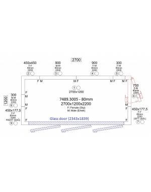 Chambre froide positive 2700x1200x2200 3 portes en verre Chambre froide positive 2700x1200x2200 3 portes en verre