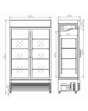 Réfrigérateur 2 portes en verre BEZ-750 GD